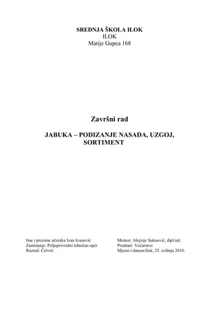 Jabuka: podizanje nasada, uzgoj, sortiment