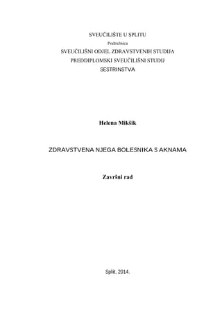 Zdravstvena nega bolesnika sa aknama