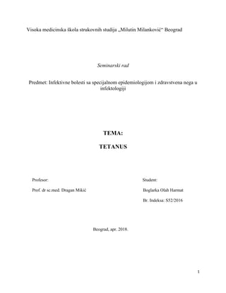 Tetanus: seminarski rad