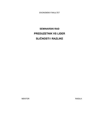 Preduzetnik Vs. Lider