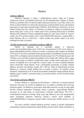 Merkur: prezentacija o najmanjoj planeti sunčevog sistema