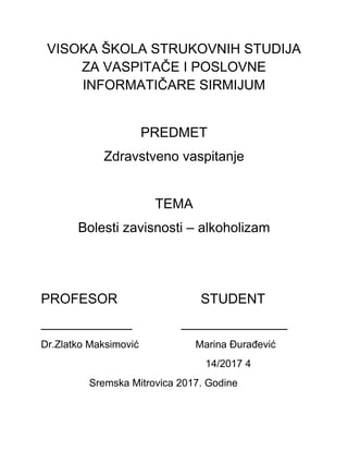 Bolesti zavisnosti – alkoholizam