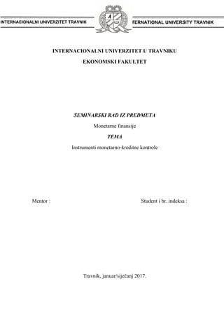 Instrumenti monetarno kreditne kontrole