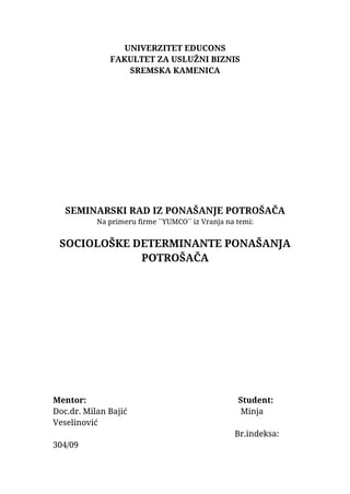 Sociološke determinante ponašanja potrošača