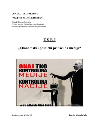 Ekonomski i politički pritisci na medije