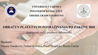 Obračun plata i svih potraživanja po zakonu BIH