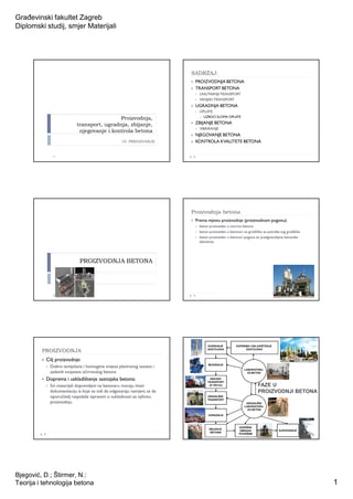 Proizvodnja, transport, ugradnja, zbijanje, njegovanje i kontrola betona