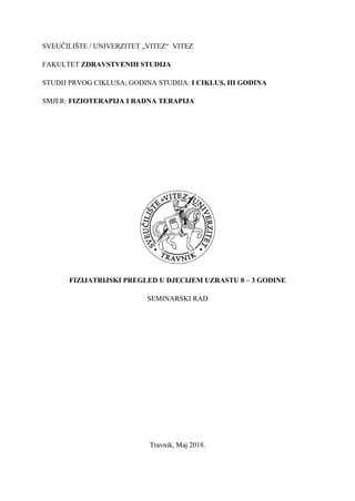 Fizijatrijski pregled u dečjem uzrastu od 0-3 godine