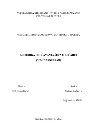 Metodika obtučavanja šuta u košarci