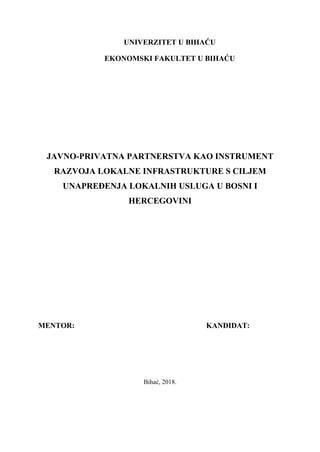 Javno-privatna partnerstva kao instrument razvoja lokalne infrastrukture u bosni i hercegovini