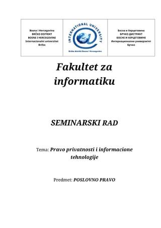 Pravo privatnisti i informacione tehnologije