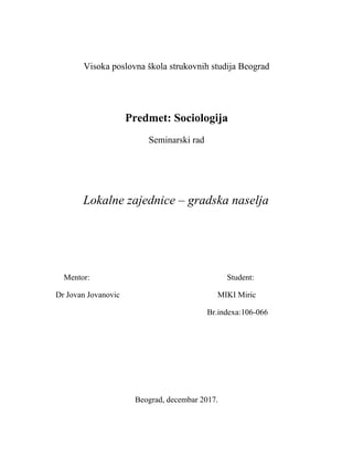Lokalne zajednice – gradska naselja