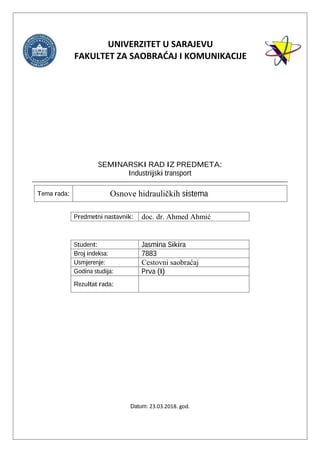 Osnove hidrauličkih sistema