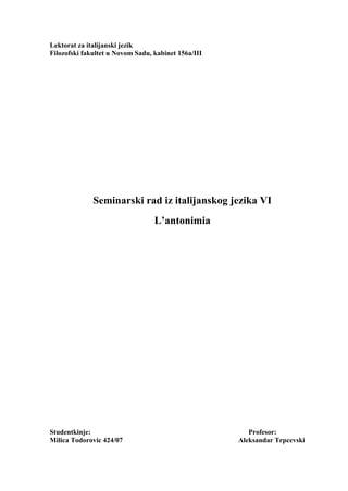 Antonimija u italijanskom