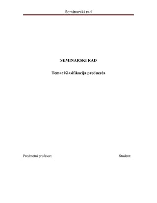 Klasifikacija preduzeća