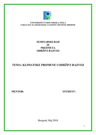 Klimatske promene i održivi razvoj