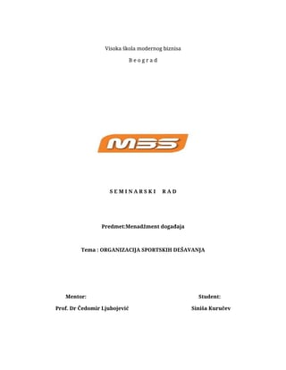 Organizacija sportskih dešavanja