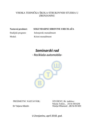 Reciklaža autmobila