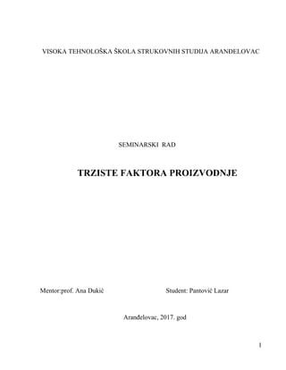 Tržište faktora proizvodnje