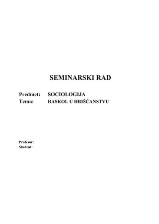 Raskol u  hrišćanstvu