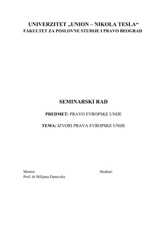 Izvori prava Evropske Unije