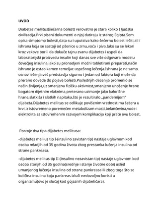 Planiranje ishrane za obolele od dijabetes mellitusa