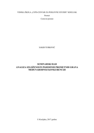 Analiza izloženosti pojedinih prometnih grana međunarodnoj konkurenciji