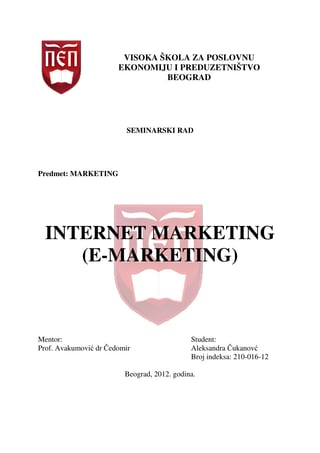 Internet marketing – E-marketing