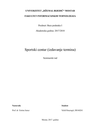 BPI – Sportski centar (Izdavanje termina)