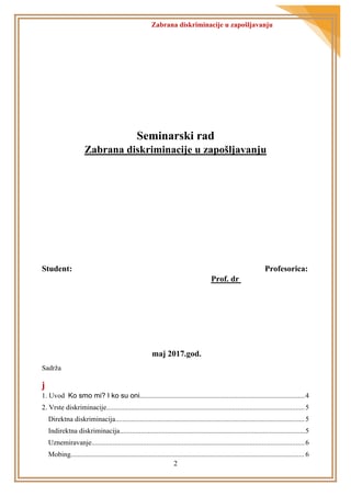 Zabrana diskriminacije u zapošljavanju