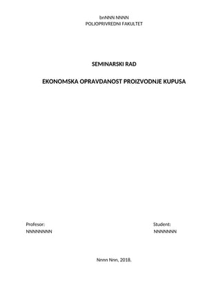 Ekonomska opravdanost proizvodnje kupusa