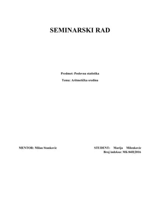 Aritmetička sredina