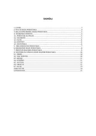 Osnovno o bazama podataka