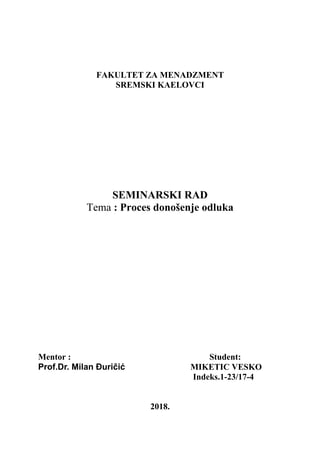 Proces donošenja odluka