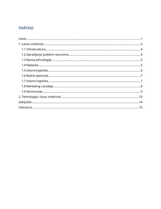 Analiza lanca vrednosti u saobraćajnom preduzeću