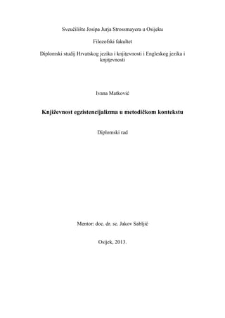 Književnost egzistencijalizma u metodičkom kontekstu