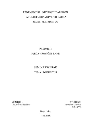 Dekubitus: seminarski rad