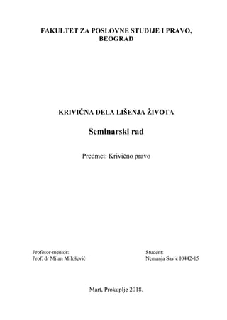 Krivična dela lišenja života