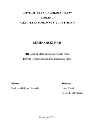 Izvori međunarodnog privrednog prava