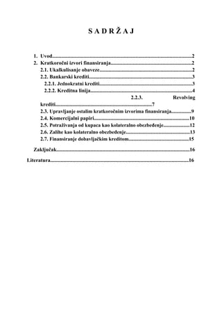 Kratkoročni izvori finansiranja