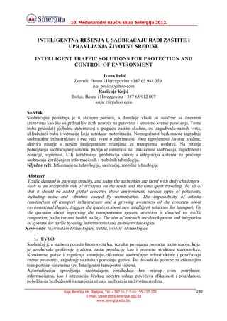 Ineligentna rešenja u saobraćaju radi zaštite i upravljanja životne sredine