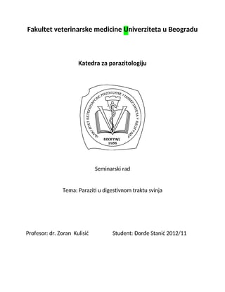 Paraziti u digestivnom traktu svinja