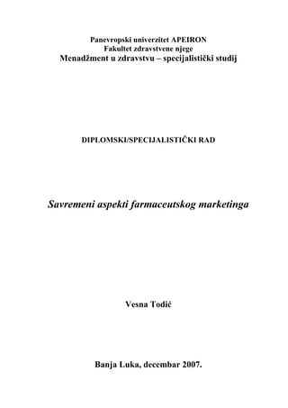 Savremeni aspekti farmaceutskog marketinga