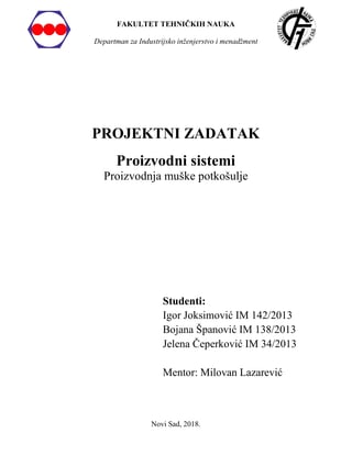 Proizvodni sistemi – muška potkošulja