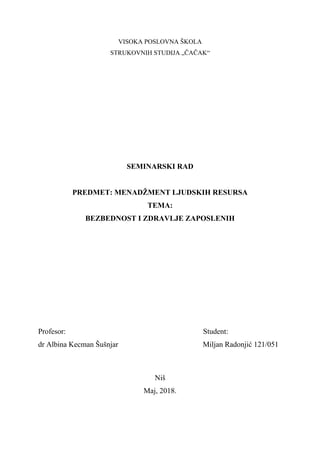 Bezbednost i zdravlje zaposlenih