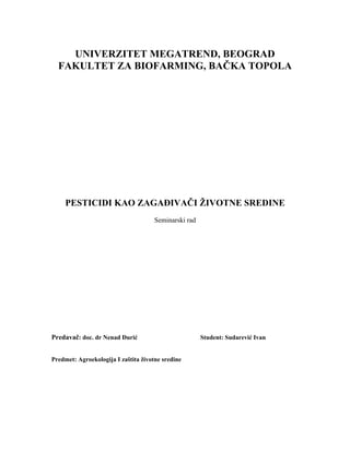 Pesticidi kao zagađivači životne sredine