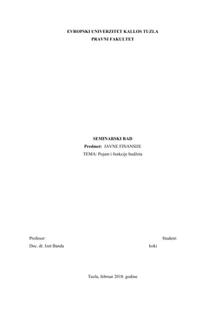 Pojam i funkcije budžeta