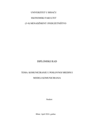 Komuniciranje u poslovnom svijetu i modeli komuniciranja