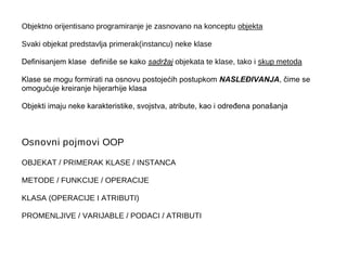 Objektno orijentisano programiranje