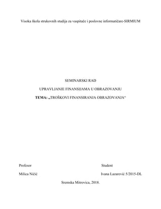 Troškovi finansiranja obrazovanja